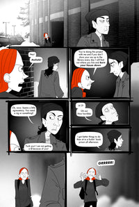Comic strip with multiple panels showing two characters discussing their homework project.
